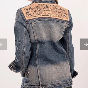 Tooled Leather Denim Jacket
